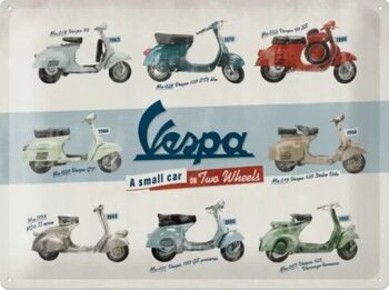 Metal sign Vespa Small Car on Two Wheels