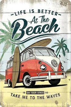 Metal sign Volkswagen VW - T1 - At the Beach