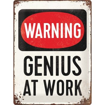 Metal sign Warning! - Genius at Work