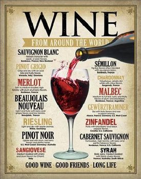 Metal sign WINE - From Around the World