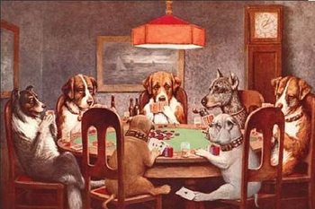 DOGS PLAYING POKER Metal Sign