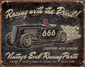 VINTAGE - Evil Racing Metal Sign