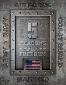 Metallikyltti 5 Reasons for Freedom