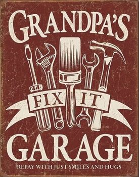 Metallikyltti Grandpa's Garage