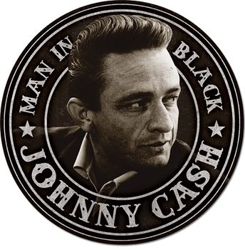 Metallikyltti Johnny Cash - Man in Black Round