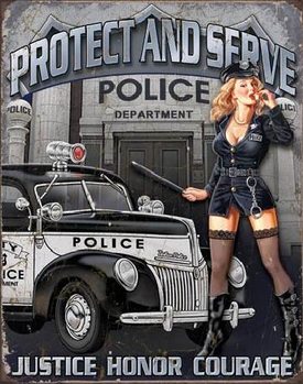 Metallikyltti POLICE DEPT - protect & serve
