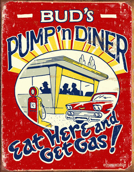 Metallikyltti PUMP AND DINER
