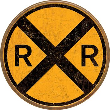 Metallikyltti Railroad Crossing