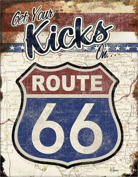 Metallikyltti Route 66 - Get Your Kicks On