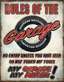 Metallikyltti Rules of the Garage