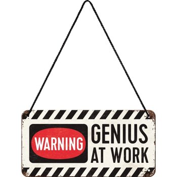 Metallikyltti Warning! Genius at Work