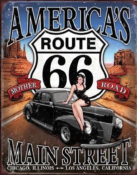 Metalni znak ROUTE 66 - America's Main Street