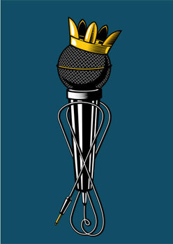 Наклейка Microphone with kings crown.