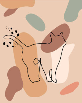Наклейка Mid century art poster. Continuous one