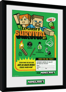Framed poster Minecraft - Survival Kit