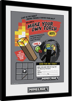 Framed poster Minecratf - Make Your Own Torch