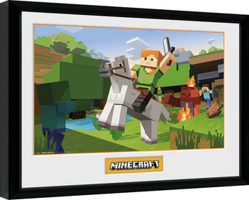 Framed poster Minecratf - Zombie Attack