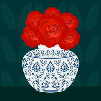 Принти на полотні Ming vase with Roses