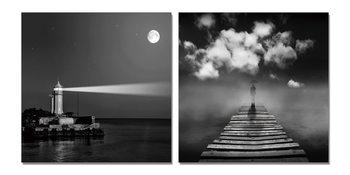 Lighthouse gray Mounted Art Print