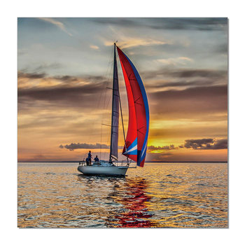 Sailing boat at sea Mounted Art Print