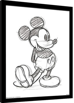 Uokvirjen plakat Myšiak Mickey (Mickey Mouse) - Sketched Single
