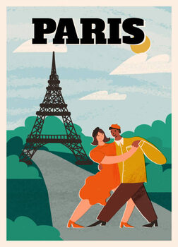 Наклейка Paris A4 retro style poster.