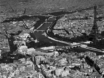 Art Print Paris - Aerial view of selected part, 1956