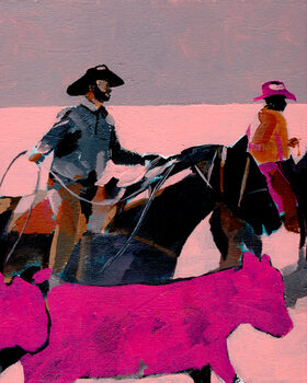 Принти на полотні Pink cows, c. 2024