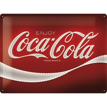 Placa metálica Coca-Cola - Logo - Red Lights