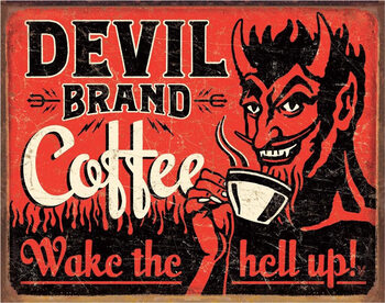 Placa metálica Devil Brand Coffee