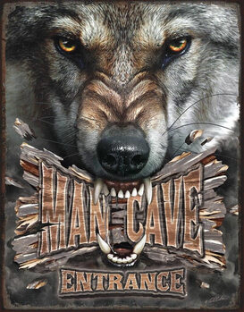 Placa metálica Man Cave Wolf