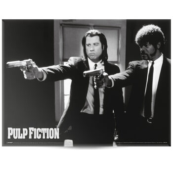 Placa metálica Pulp Fiction - Black and White Guns