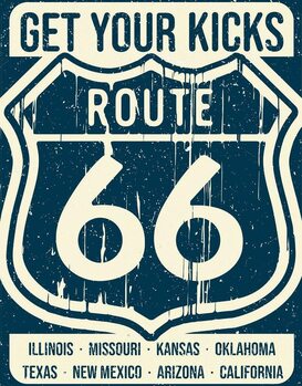 Placa metálica Route 66 - States