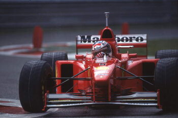 Plakat Michael Schumacher in a Ferrari F310B at the Belgian GP, Spa Francorchamps, Belgium, 1997