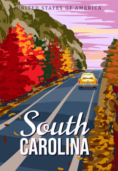 Plakat South Carolina travel vintage poster, autumn