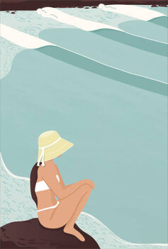 Poster A surfer girl sitting on the