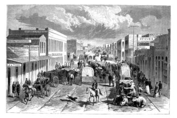 Poster Engraving of town Denver Colorado in