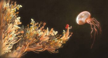 Poster Fantasy scene girl with giant jelly