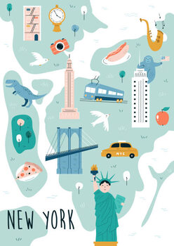 Poster Hand drawn vector map of New