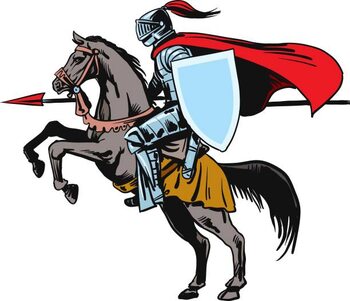 Poster Knight riding horse - Vector