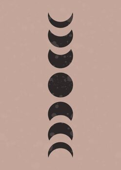 Poster Moon phases mid century poster. Boho