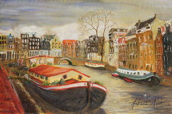 Slika na platnu Red House Boat, Amsterdam, 1999