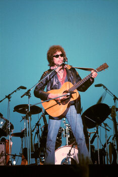 Slika na platnu Writer composer Bob Dylan at a concert in the early 1980s