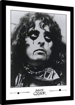 Framed poster Alice Cooper - Black and White Photo