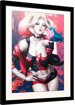 Framed poster Harley Quinn - Kiss