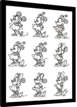 Framed poster Minnie Mouse - Sketched - Multi