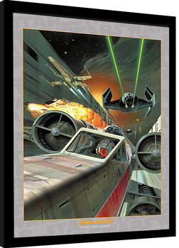 Framed poster Star Wars - Death Star Assault