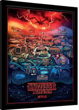 Framed poster Stranger Things - Hawkins Town