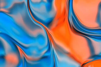 Slika na platnu Colorful Vibrant Neon Blue Orange Waves Background