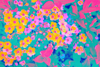 Slika na platnu Neon pink, orange, yellow, turquoise abstract